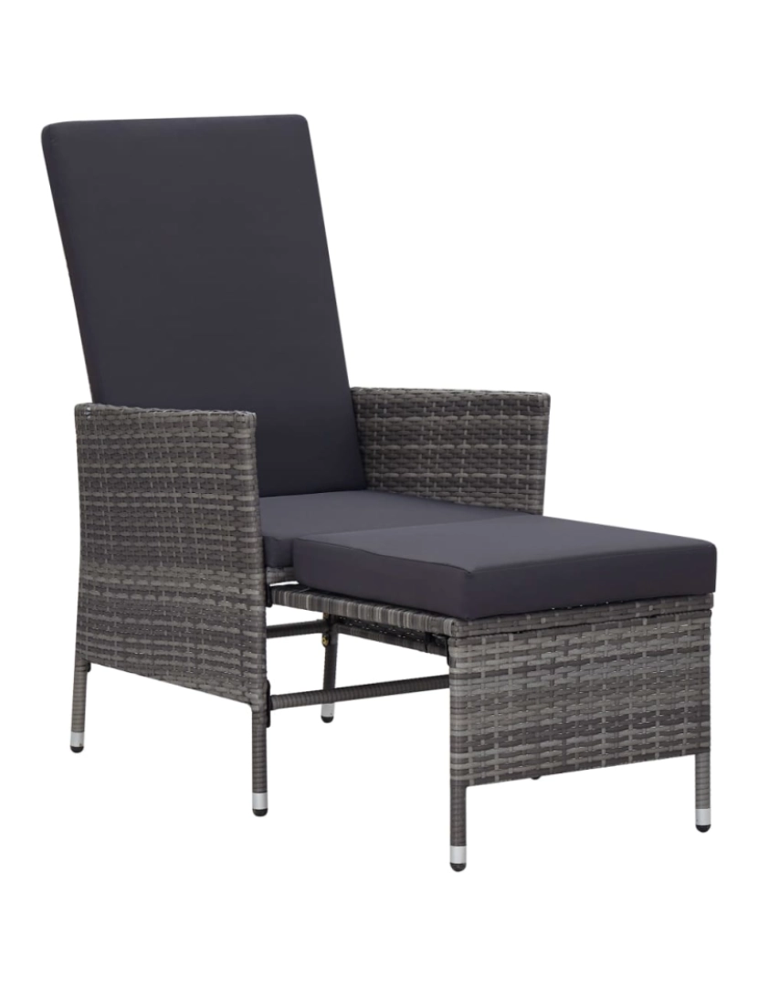 imagem de vidaXL 3 pcs conjunto lounge de jardim c/ almofadões vime PE cinzento4