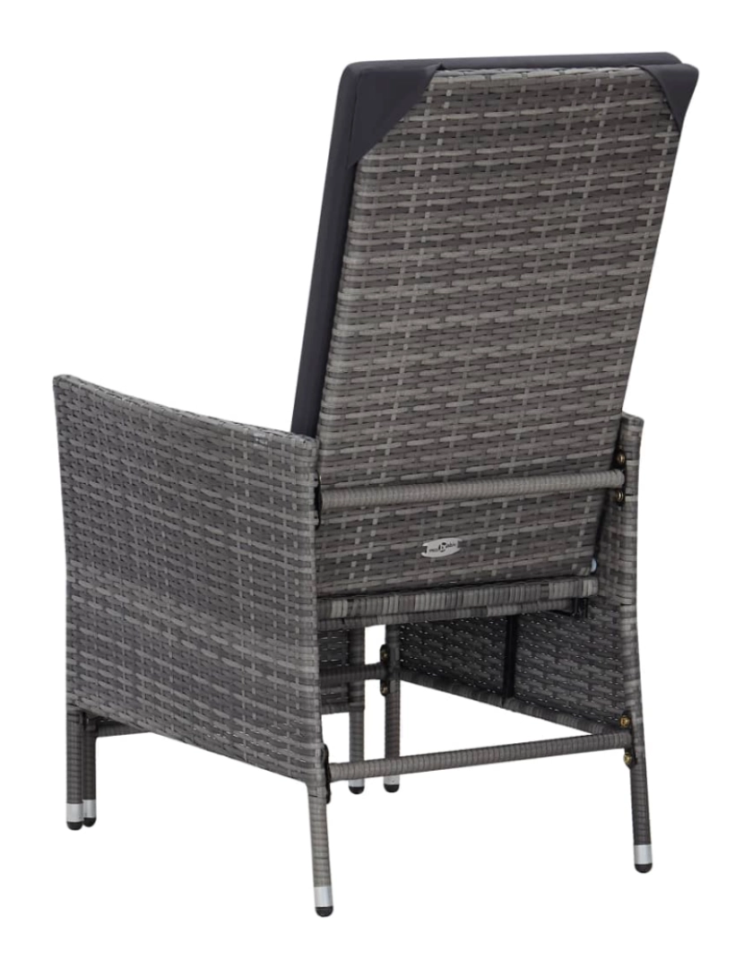 imagem de vidaXL 3 pcs conjunto lounge de jardim c/ almofadões vime PE cinzento8