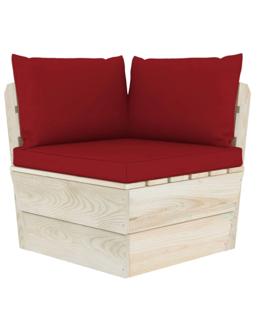 imagem de vidaXL 6 pcs conjunto lounge de paletes + almofadões madeira de abeto11