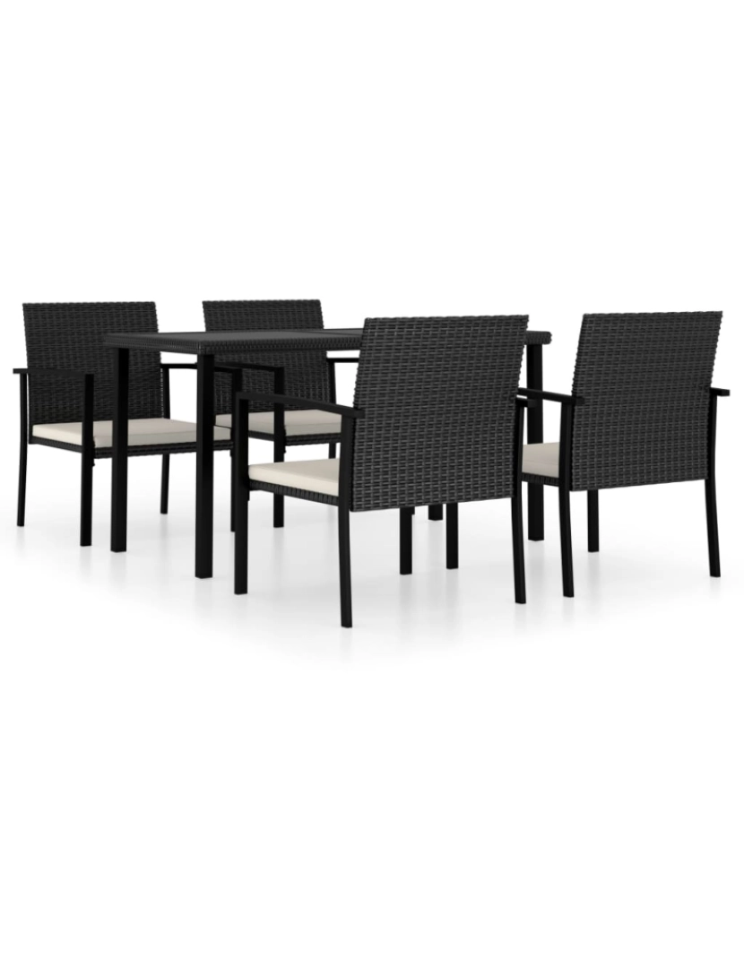 imagem de vidaXL 5 pcs conjunto de jantar de jardim vime PE preto1