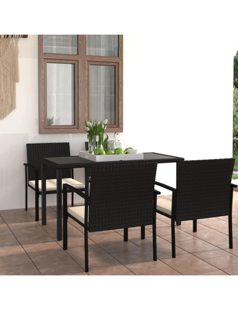 imagem de vidaXL 5 pcs conjunto de jantar de jardim vime PE preto2