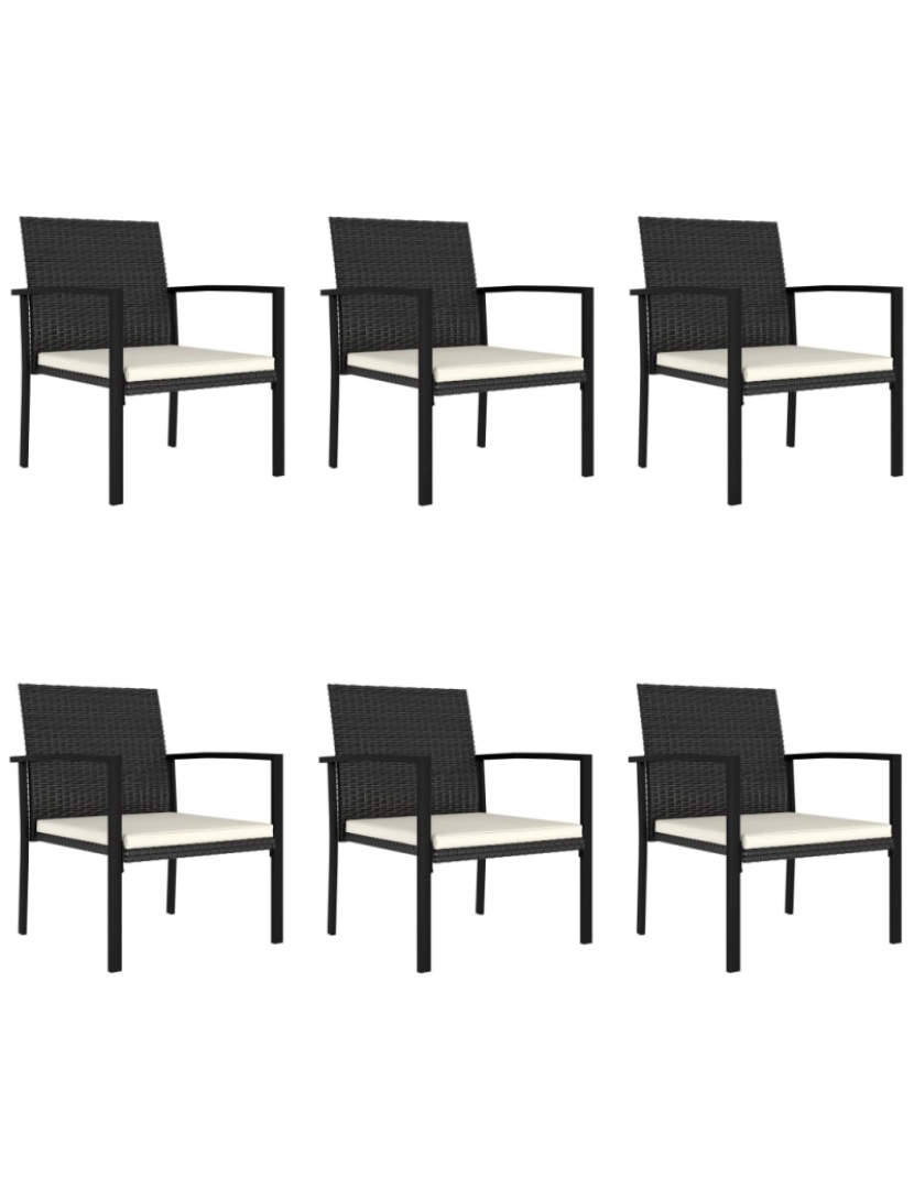 imagem de vidaXL 7 pcs conjunto de jantar para jardim vime PE preto8