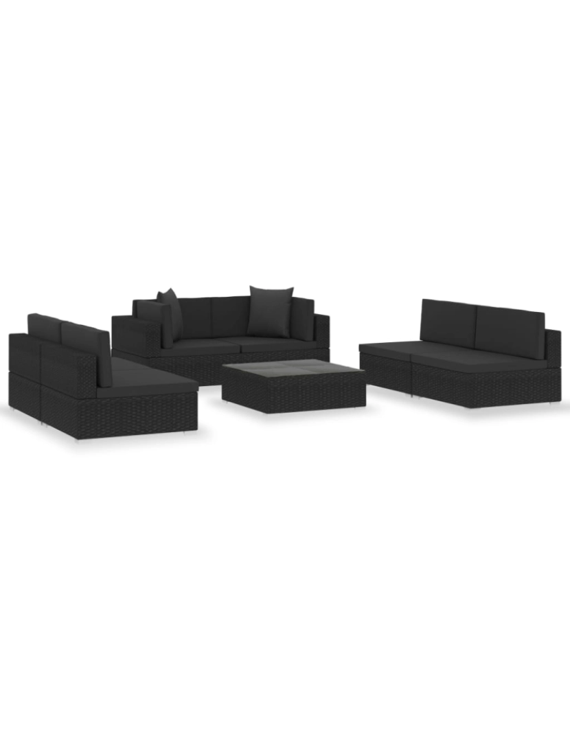 Vidaxl - vidaXL 7 pcs conjunto lounge de jardim c/ almofadões vime PE preto