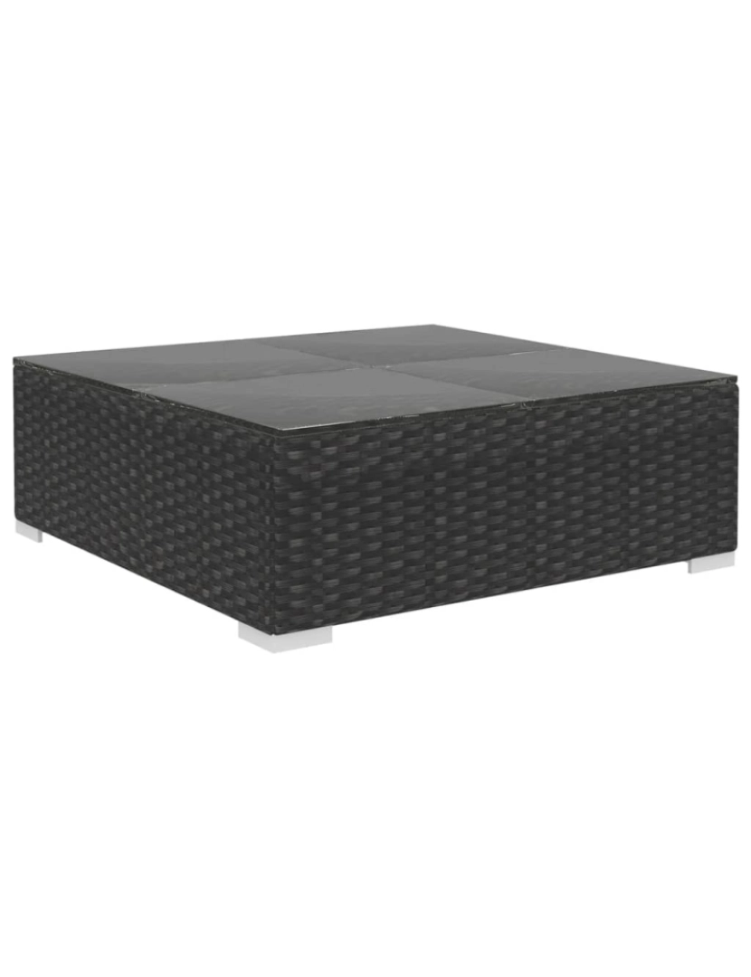 imagem de vidaXL 7 pcs conjunto lounge de jardim c/ almofadões vime PE preto5