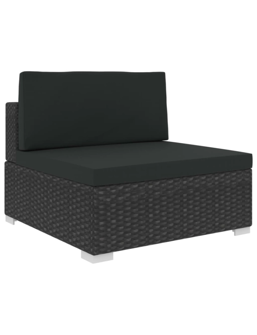 imagem de vidaXL 7 pcs conjunto lounge de jardim c/ almofadões vime PE preto6