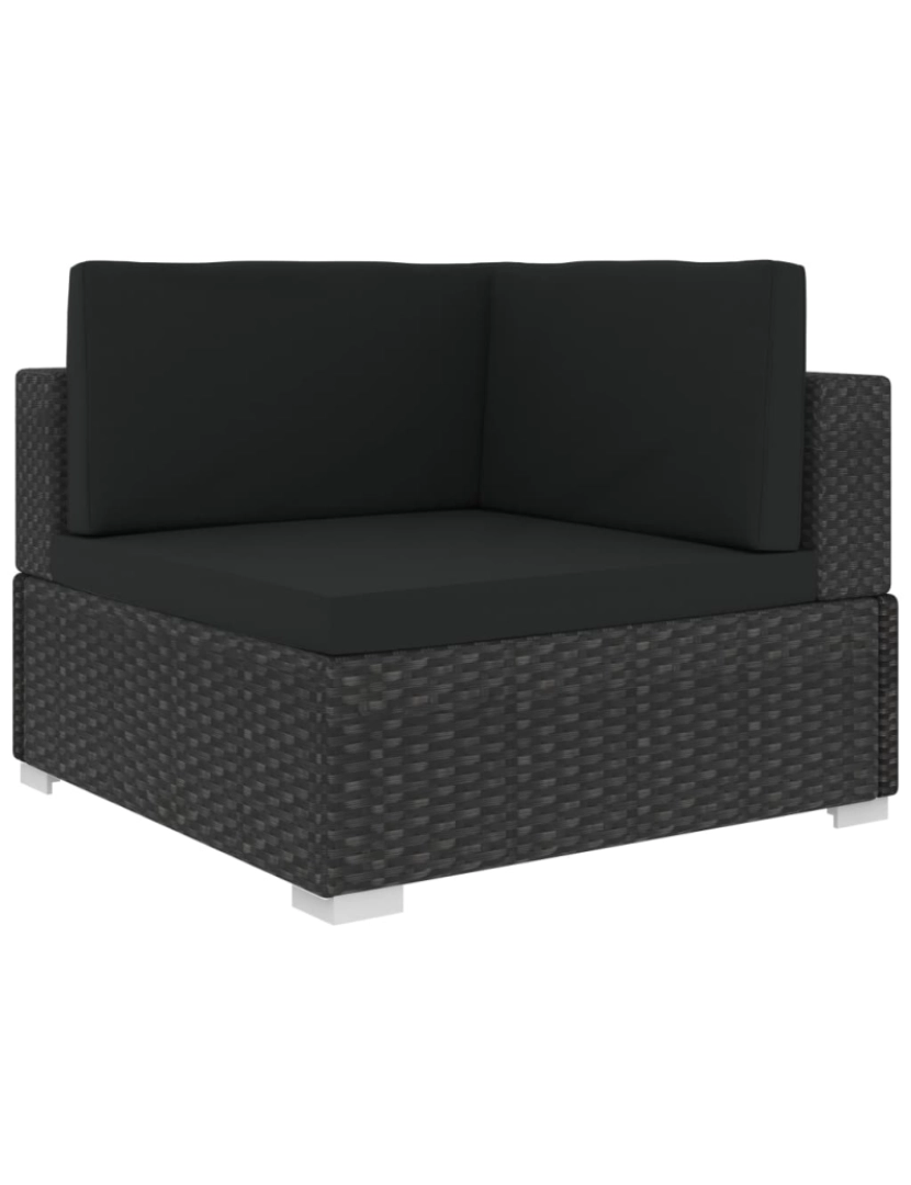 imagem de vidaXL 7 pcs conjunto lounge de jardim c/ almofadões vime PE preto7