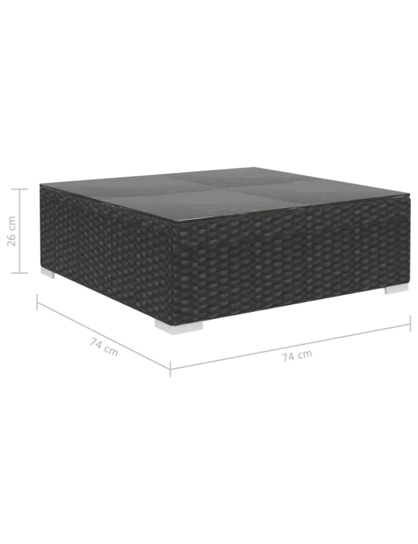 imagem de vidaXL 7 pcs conjunto lounge de jardim c/ almofadões vime PE preto8