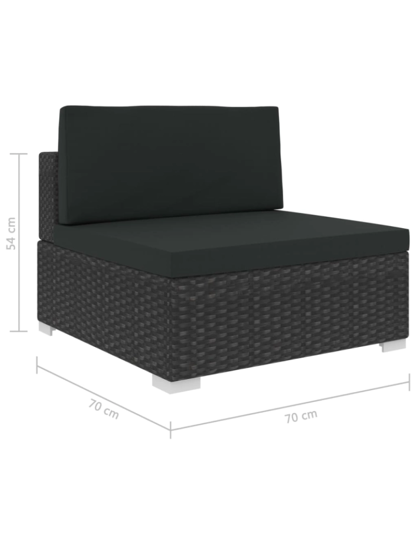 imagem de vidaXL 7 pcs conjunto lounge de jardim c/ almofadões vime PE preto9