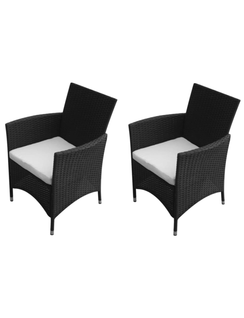 imagem de vidaXL Cadeiras de jardim 2 pcs vime PE preto1