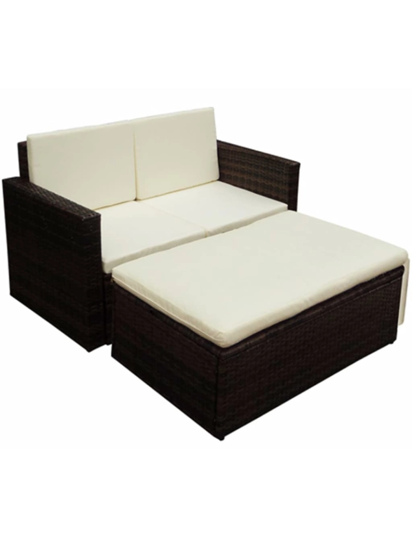 Vidaxl - vidaXL 2 pcs conjunto lounge jardim c/ almofadões vime PE castanho