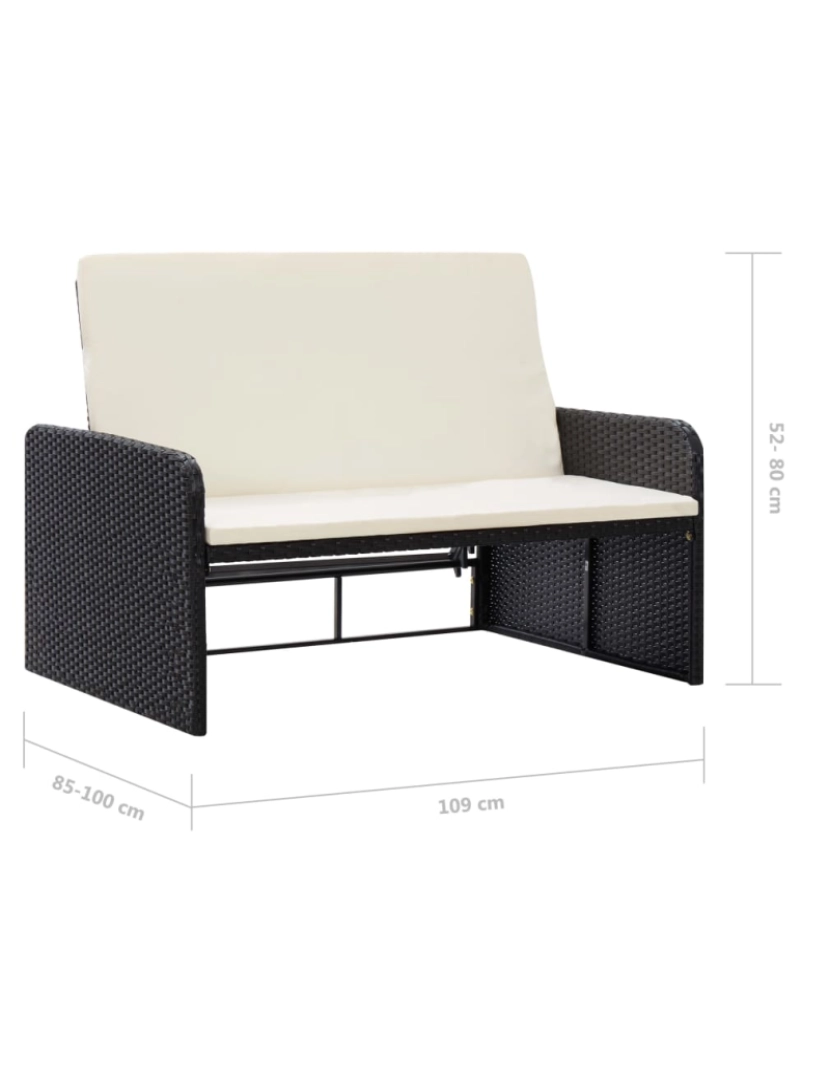 imagem de vidaXL 2 pcs conjunto lounge de jardim c/ almofadões vime PE preto11