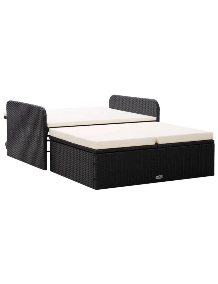 imagem de vidaXL 2 pcs conjunto lounge de jardim c/ almofadões vime PE preto3