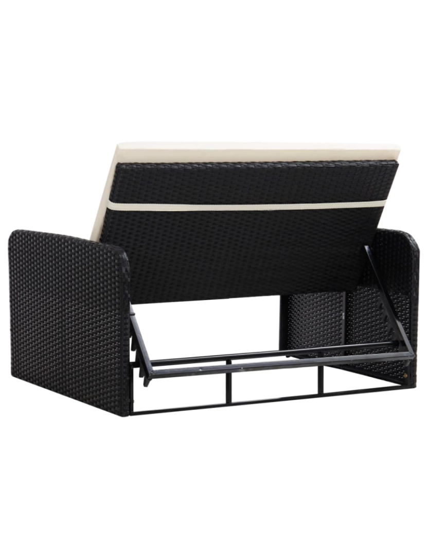 imagem de vidaXL 2 pcs conjunto lounge de jardim c/ almofadões vime PE preto7