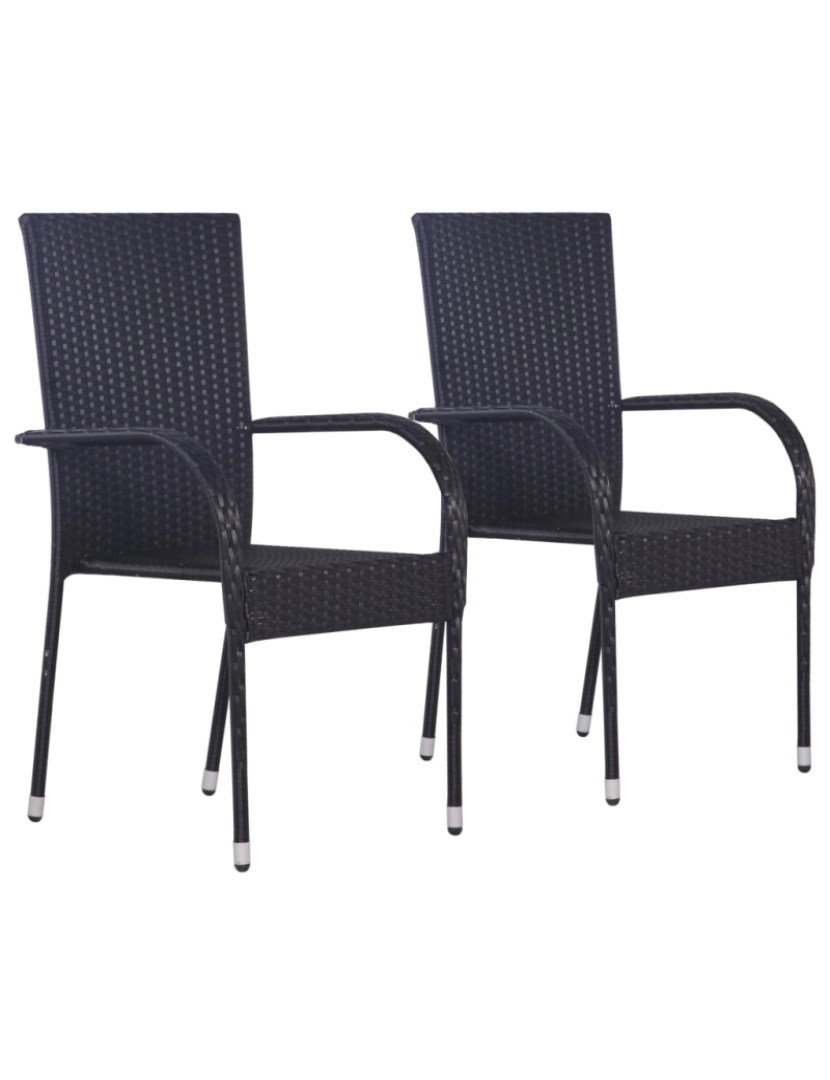 Vidaxl - vidaXL Cadeiras de exterior empilháveis 2 pcs vime PE preto