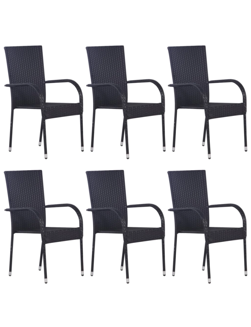 Vidaxl - vidaXL Cadeiras de exterior empilháveis 6 pcs vime PE preto