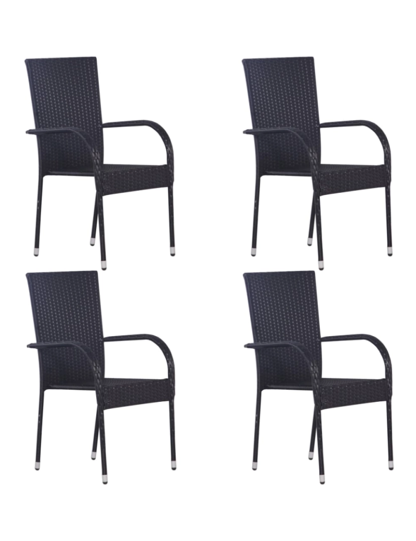 Vidaxl - vidaXL Cadeiras de exterior empilháveis 4 pcs vime PE preto