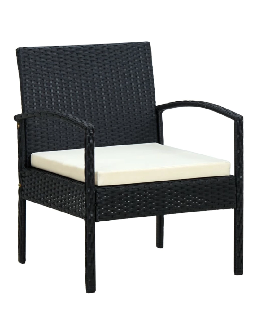 Vidaxl - vidaXL Cadeira de jardim com almofadão vime PE preto