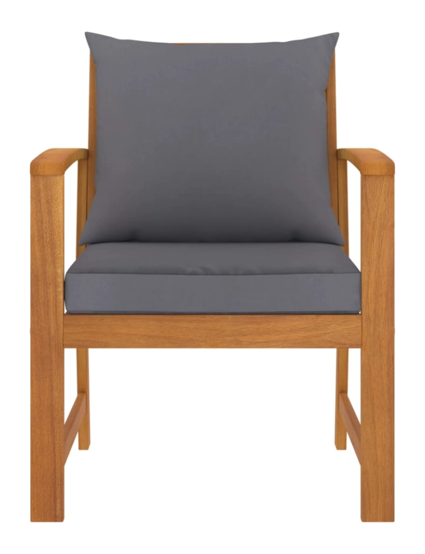 imagem de vidaXL Cadeiras jardim 2 pcs c/ almofadões cinza-escuro acácia maciça3