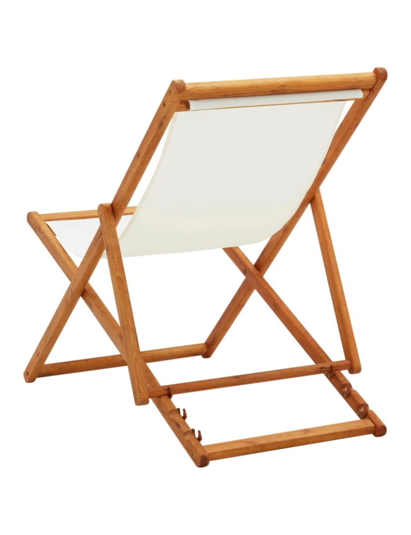 imagem de vidaXL Cadeira praia dobrável madeira de eucalipto/tecido branco nata5