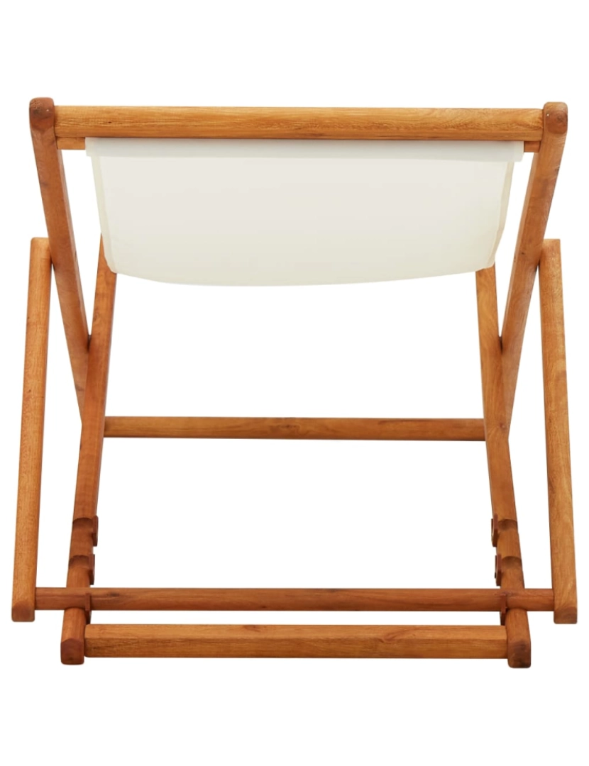 imagem de vidaXL Cadeira praia dobrável madeira de eucalipto/tecido branco nata6