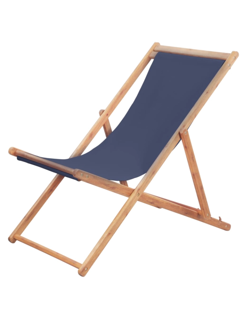 imagem de vidaXL Cadeira de praia dobrável tecido e estrutura de madeira azul1