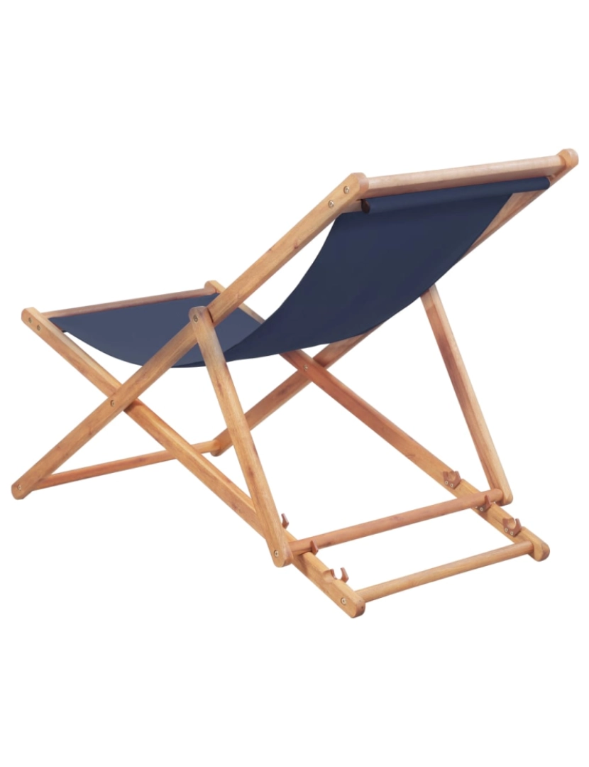 imagem de vidaXL Cadeira de praia dobrável tecido e estrutura de madeira azul3