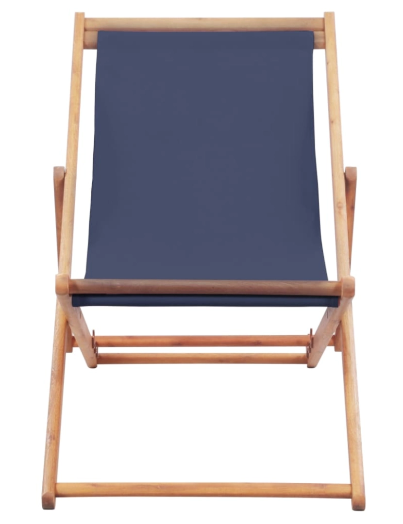 imagem de vidaXL Cadeira de praia dobrável tecido e estrutura de madeira azul4