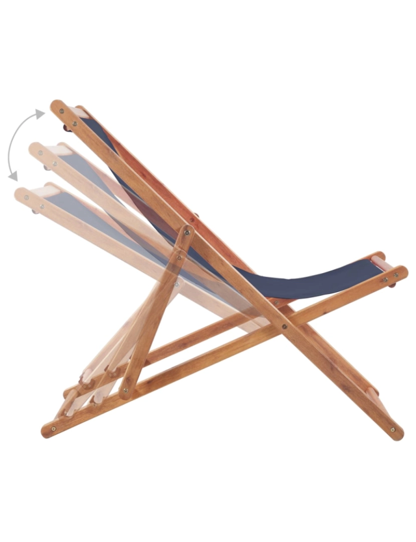 imagem de vidaXL Cadeira de praia dobrável tecido e estrutura de madeira azul7