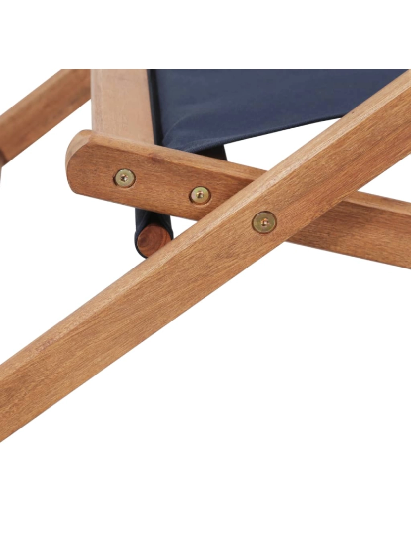 imagem de vidaXL Cadeira de praia dobrável tecido e estrutura de madeira azul8