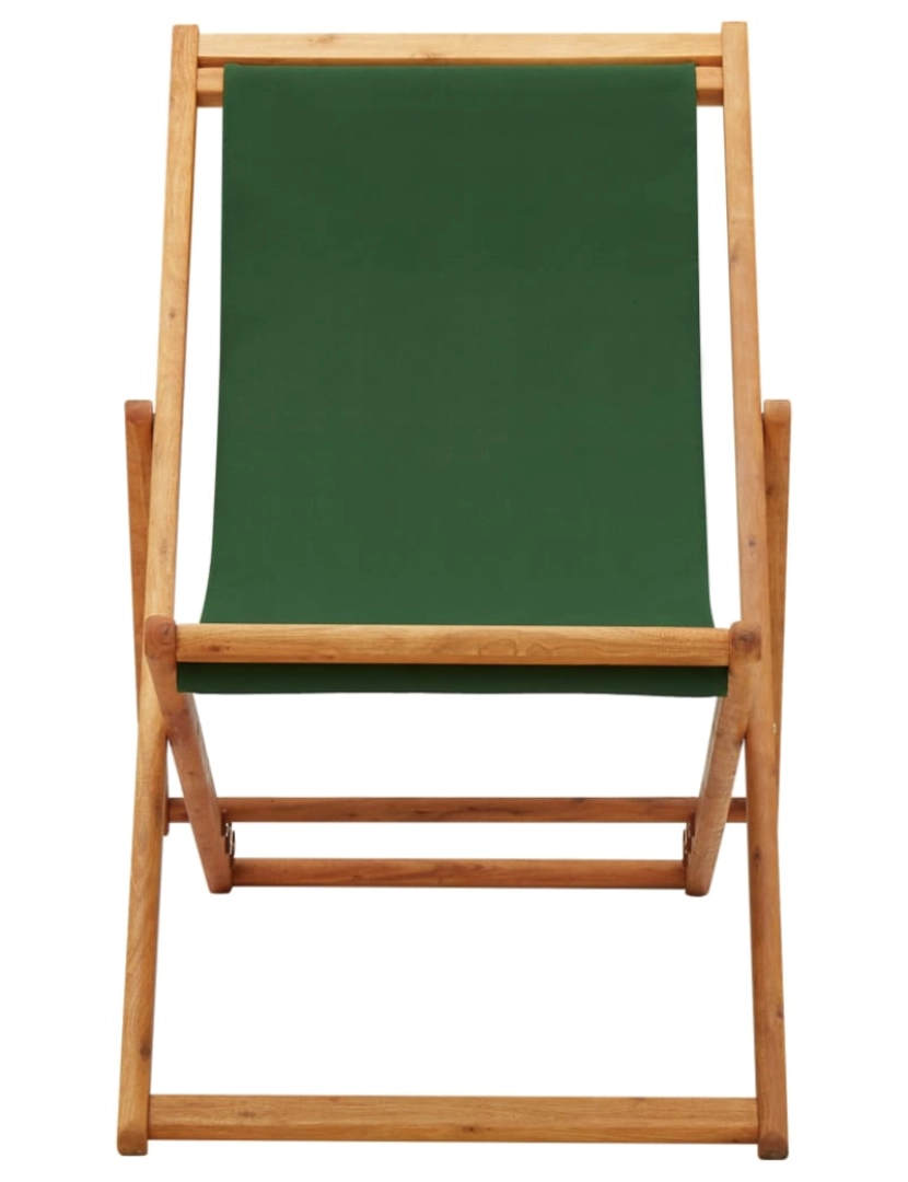 imagem de vidaXL Cadeira de praia dobrável madeira de eucalipto e tecido verde3