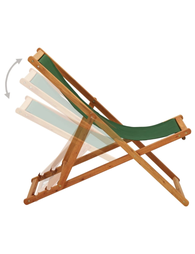 imagem de vidaXL Cadeira de praia dobrável madeira de eucalipto e tecido verde4