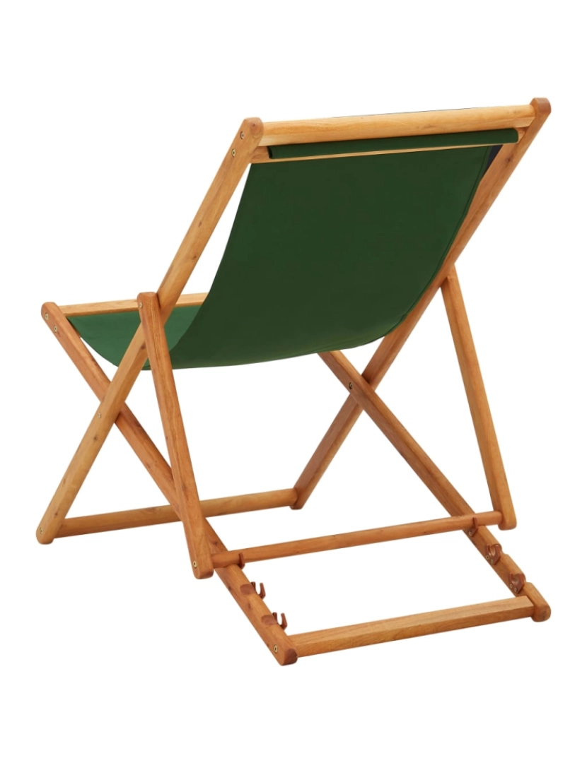 imagem de vidaXL Cadeira de praia dobrável madeira de eucalipto e tecido verde5