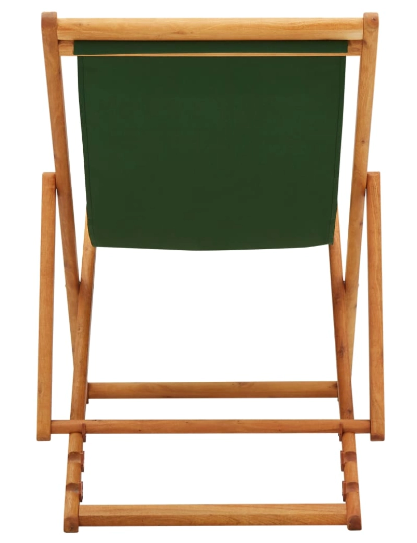 imagem de vidaXL Cadeira de praia dobrável madeira de eucalipto e tecido verde6