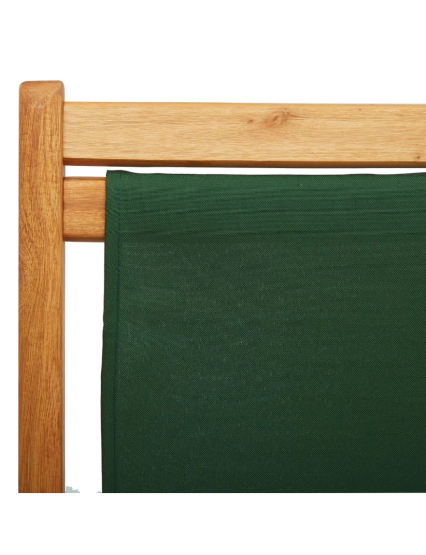 imagem de vidaXL Cadeira de praia dobrável madeira de eucalipto e tecido verde8
