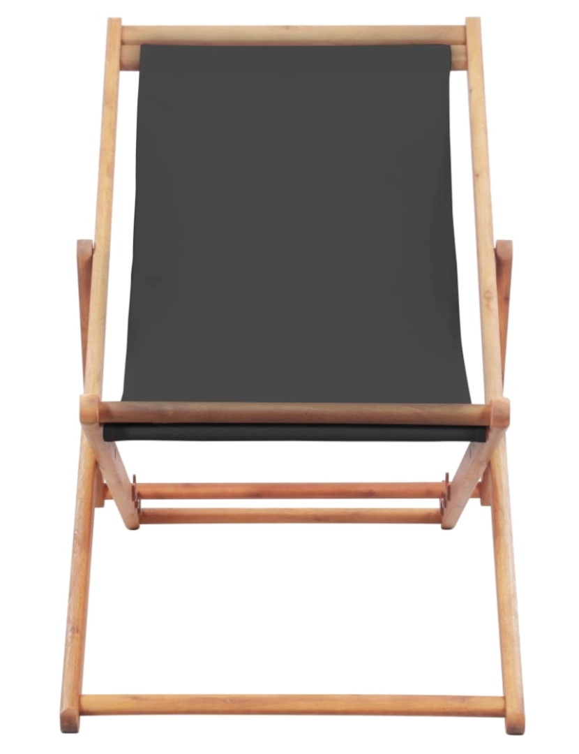 imagem de vidaXL Cadeira de praia dobrável tecido estrutura de madeira cinzento3