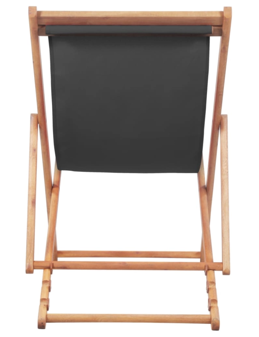 imagem de vidaXL Cadeira de praia dobrável tecido estrutura de madeira cinzento4