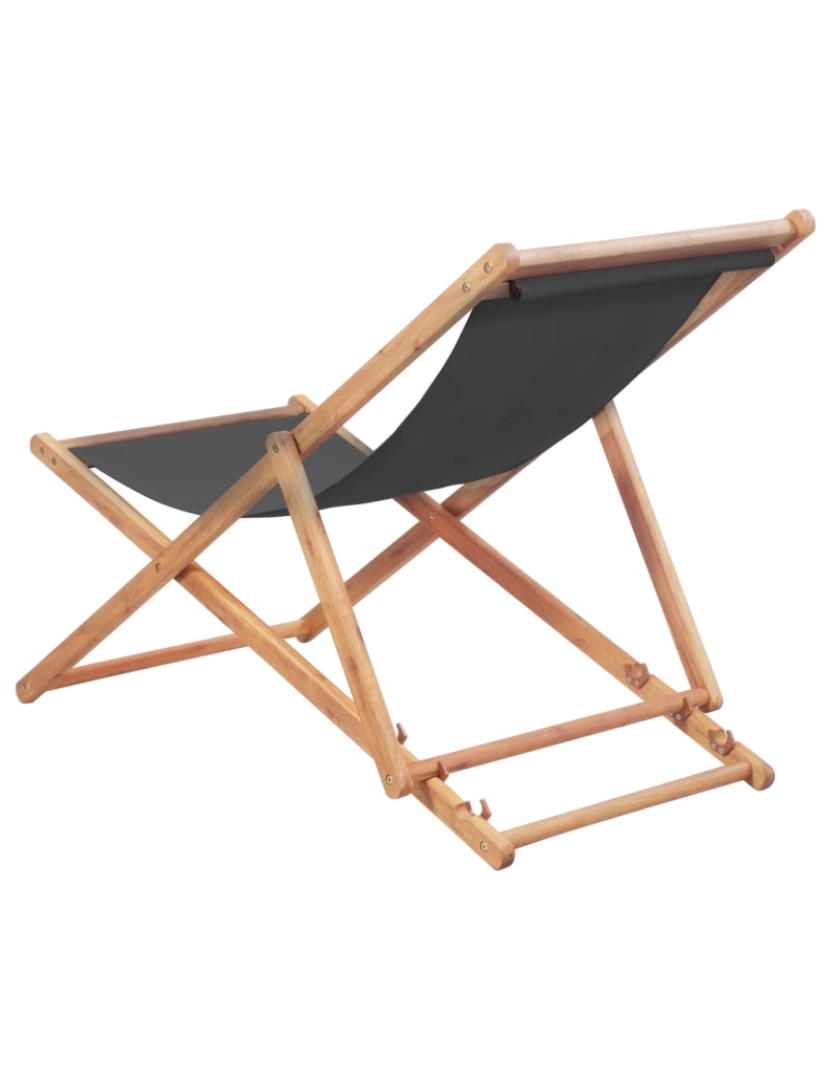 imagem de vidaXL Cadeira de praia dobrável tecido estrutura de madeira cinzento5