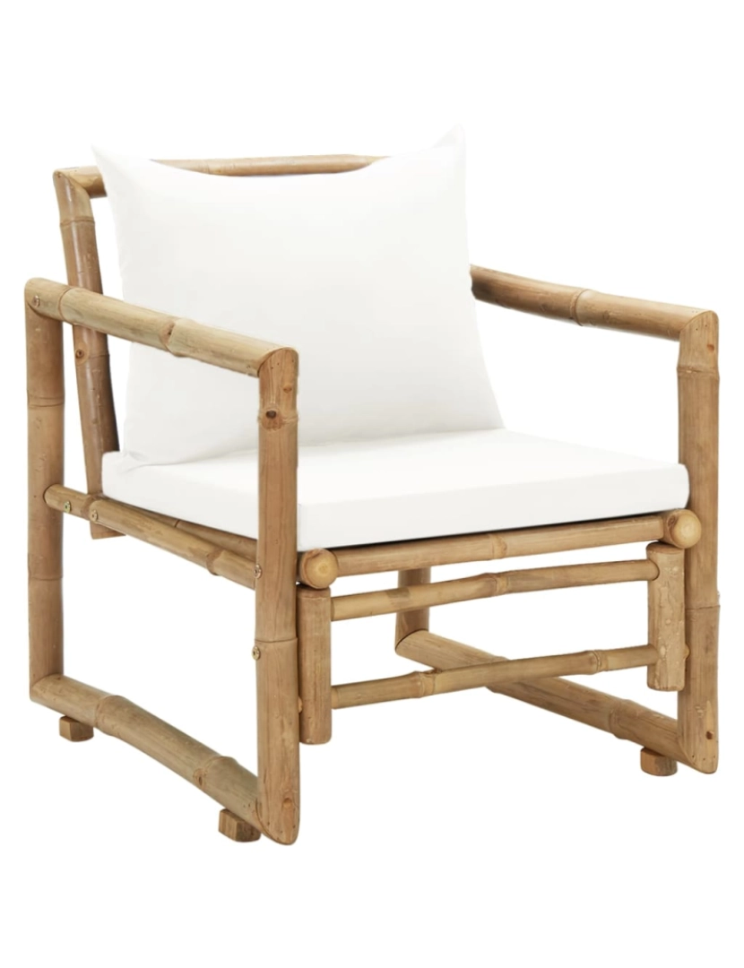 imagem de vidaXL Cadeiras de jardim 2 pcs com almofadões e almofadas bambu3