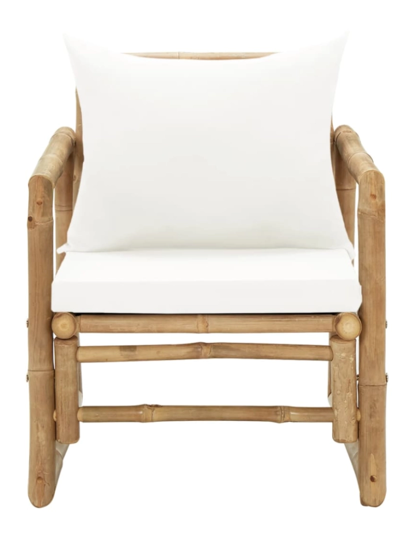 imagem de vidaXL Cadeiras de jardim 2 pcs com almofadões e almofadas bambu4