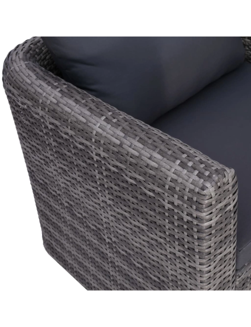 imagem de vidaXL Cadeira de jardim c/ almofadão e almofada vime PE cinzento5