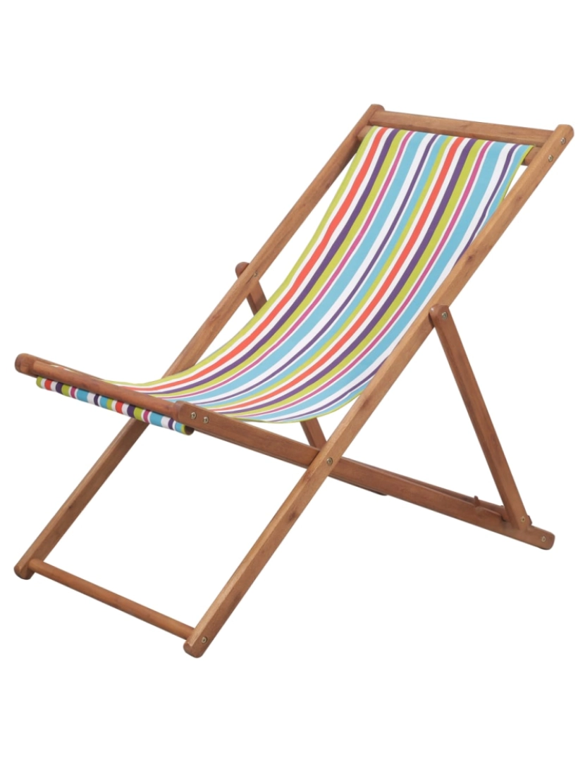 imagem de vidaXL Cadeira de praia dobrável tecido estrutura madeira multicolor1