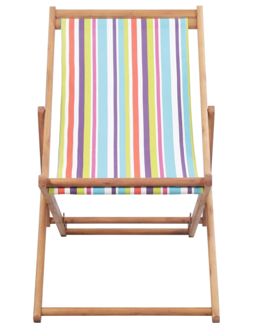 imagem de vidaXL Cadeira de praia dobrável tecido estrutura madeira multicolor4