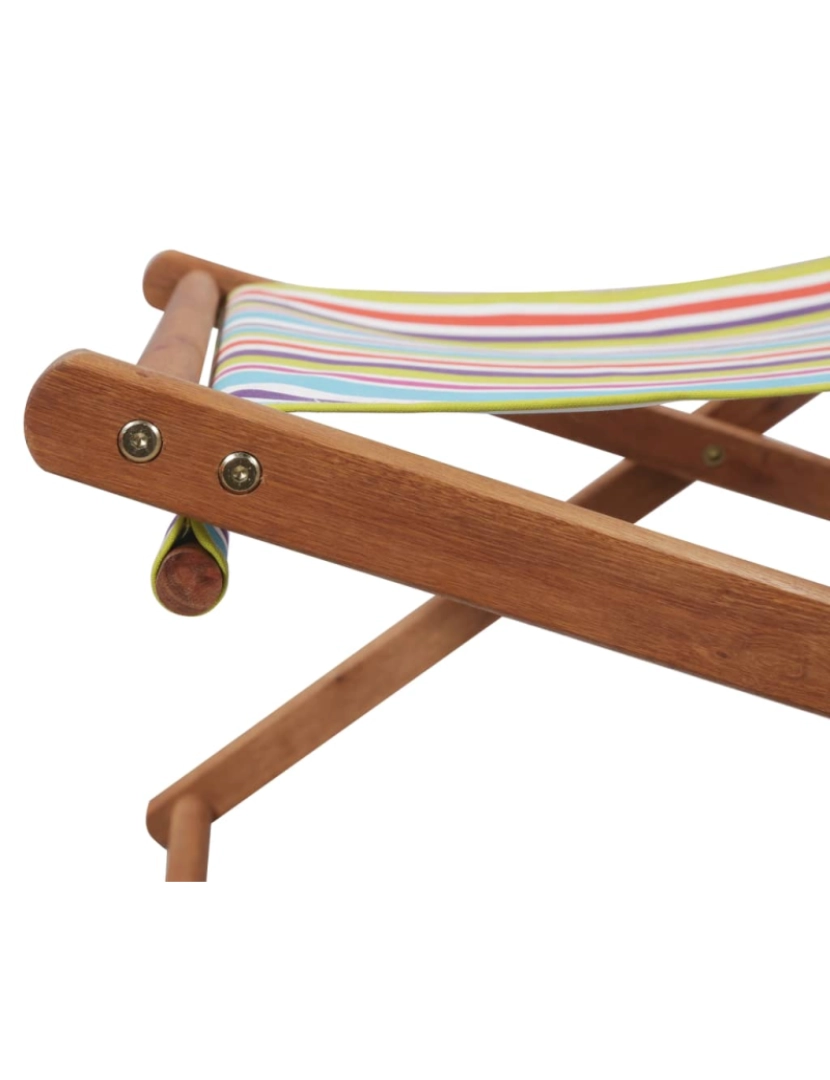 imagem de vidaXL Cadeira de praia dobrável tecido estrutura madeira multicolor8