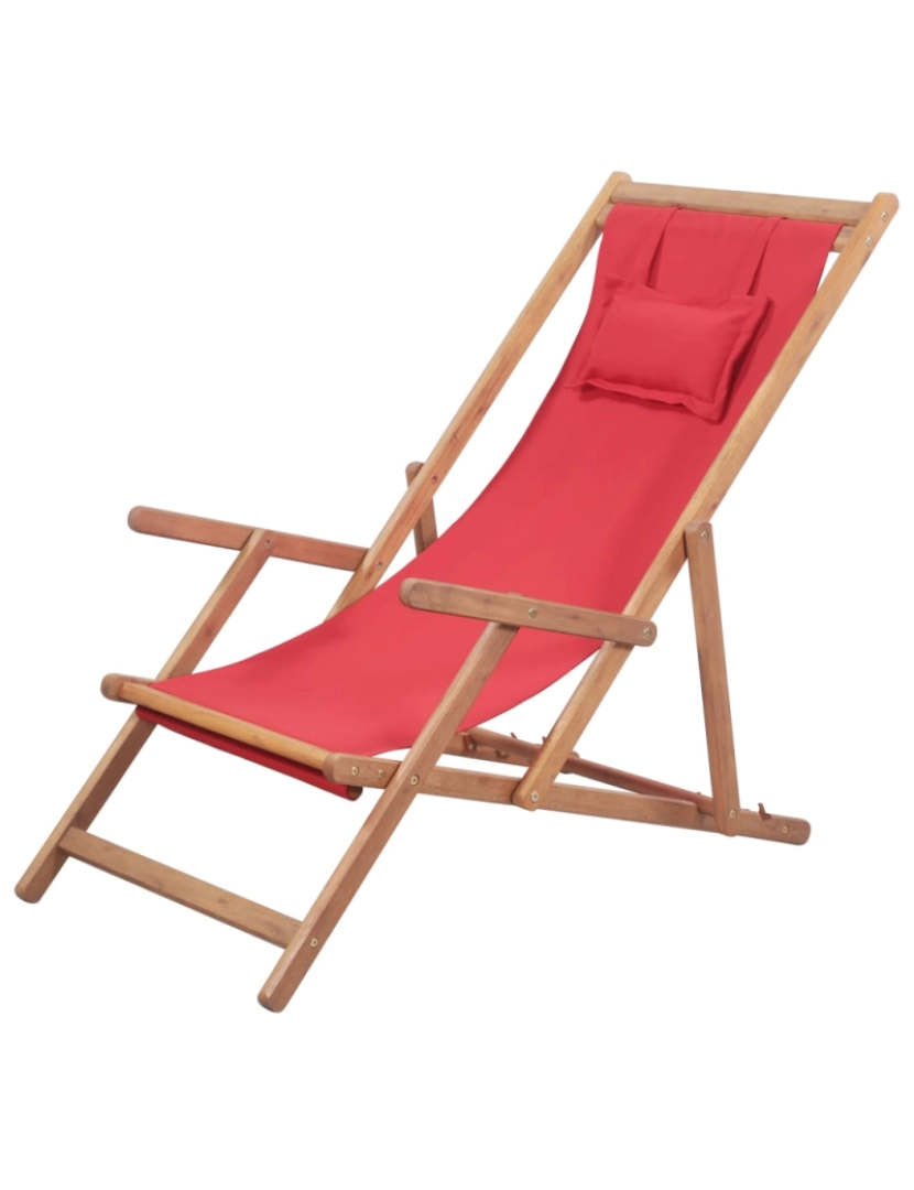 Vidaxl - vidaXL Cadeira de praia dobrável tecido estrutura de madeira vermelho