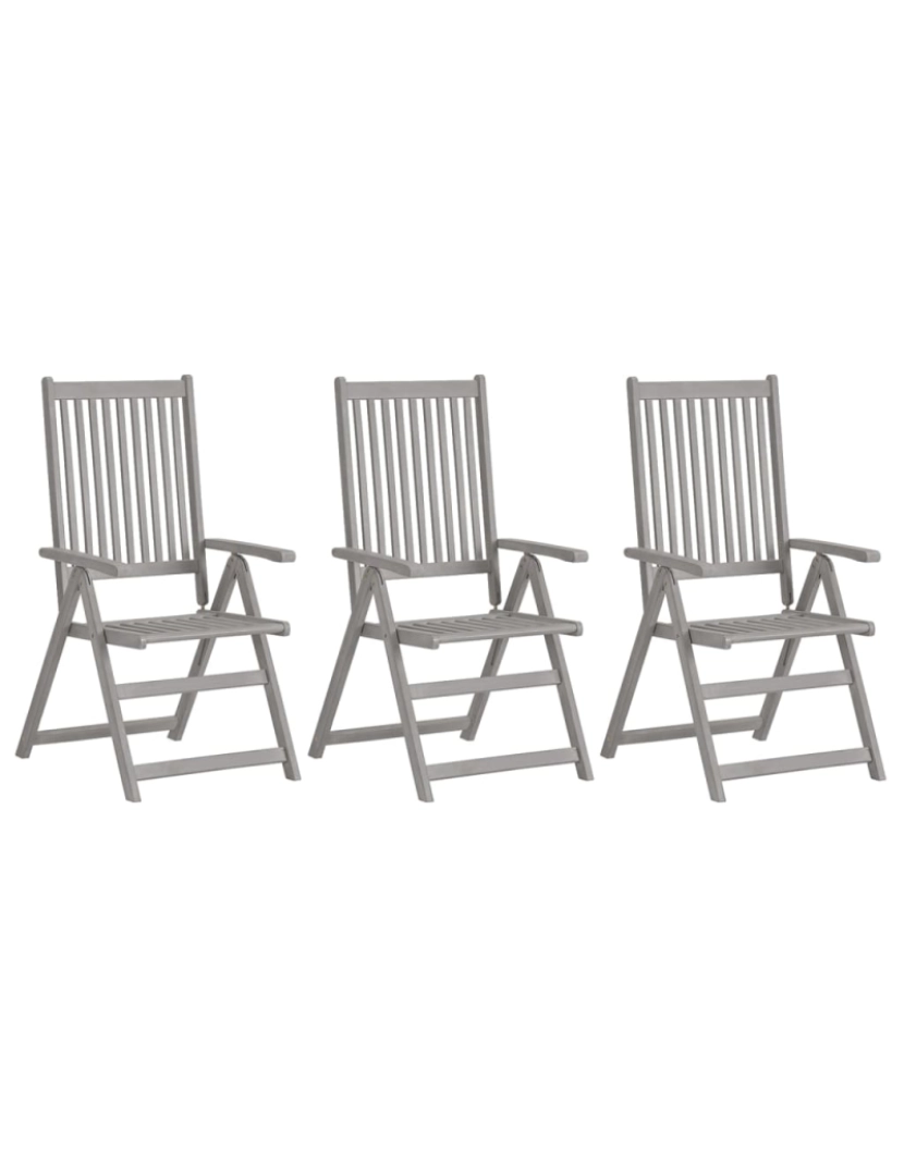 Vidaxl - vidaXL Cadeiras de jardim reclináveis 3 pcs acácia maciça cinzento