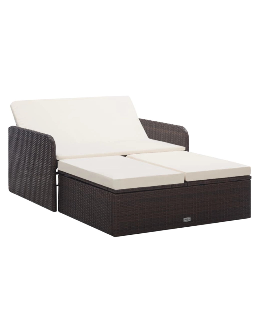 imagem de vidaXL 2 pcs conjunto lounge jardim c/ almofadões vime PE castanho2