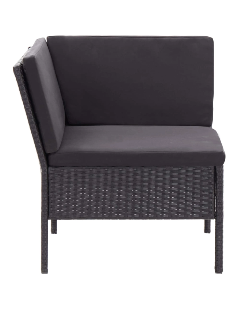 imagem de vidaXL 3 pcs conjunto lounge de jardim c/ almofadões vime PE preto5