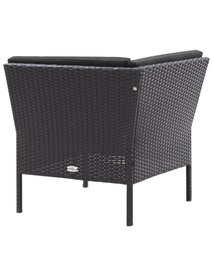 imagem de vidaXL 3 pcs conjunto lounge de jardim c/ almofadões vime PE preto7