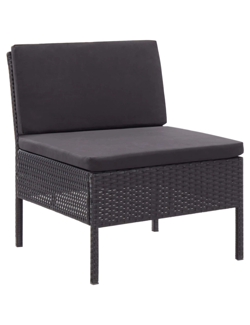 imagem de vidaXL 3 pcs conjunto lounge de jardim c/ almofadões vime PE preto8