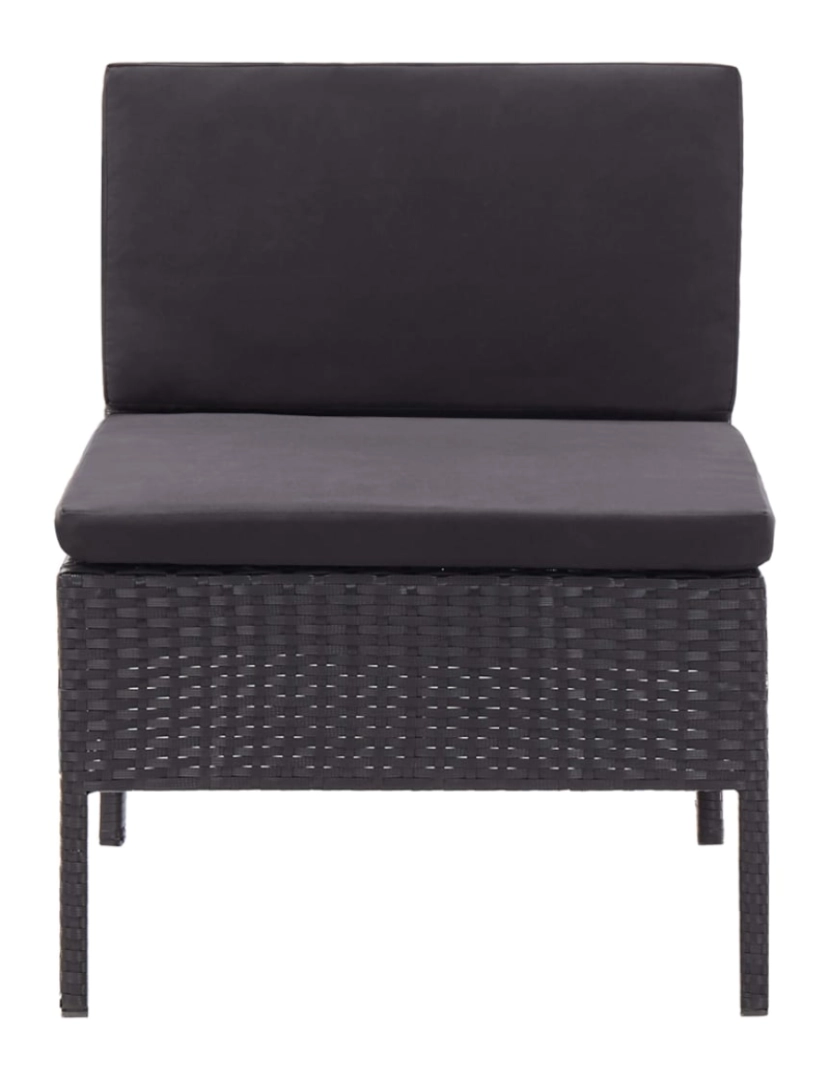 imagem de vidaXL 3 pcs conjunto lounge de jardim c/ almofadões vime PE preto9